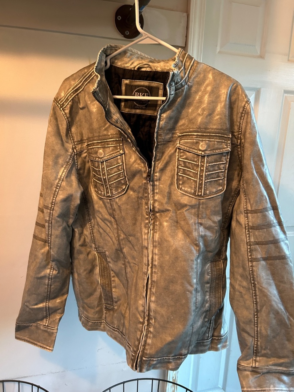 BKE Men's Metallic Silver Shirt Jacket